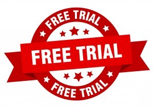 free trial ribbon. free trial round red sign. free trial